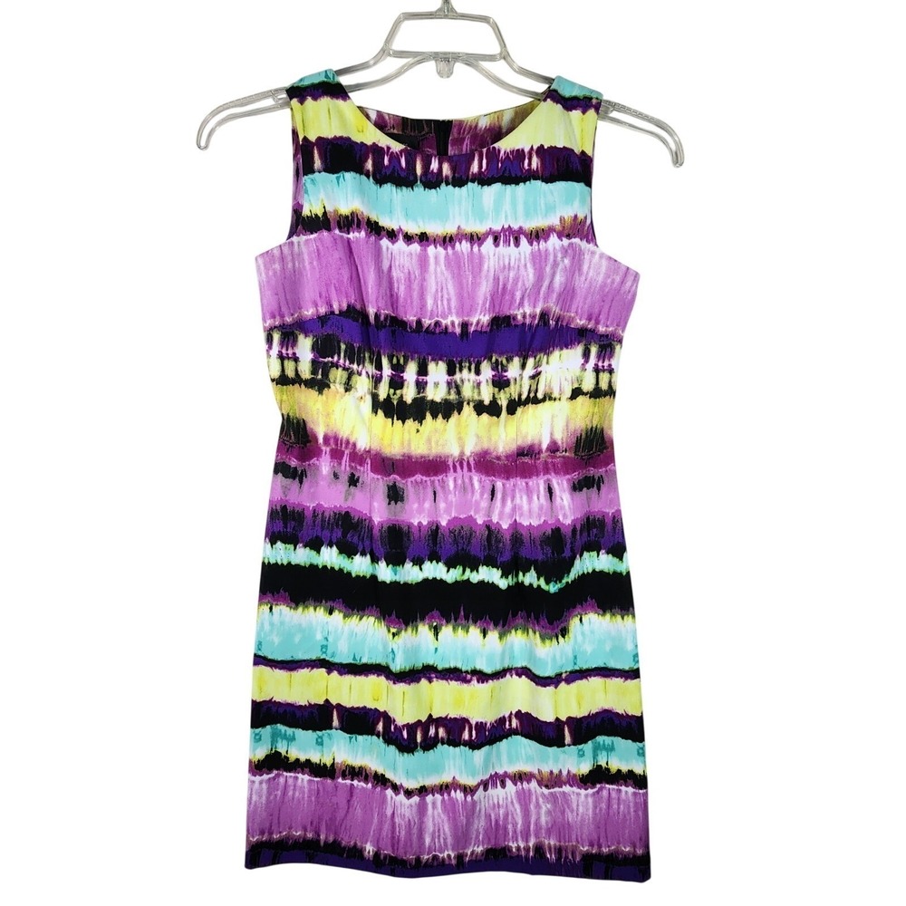 AGB Petite Womens 4P Sleeveless Sheath Dress Purple Career Travel Summer Resort